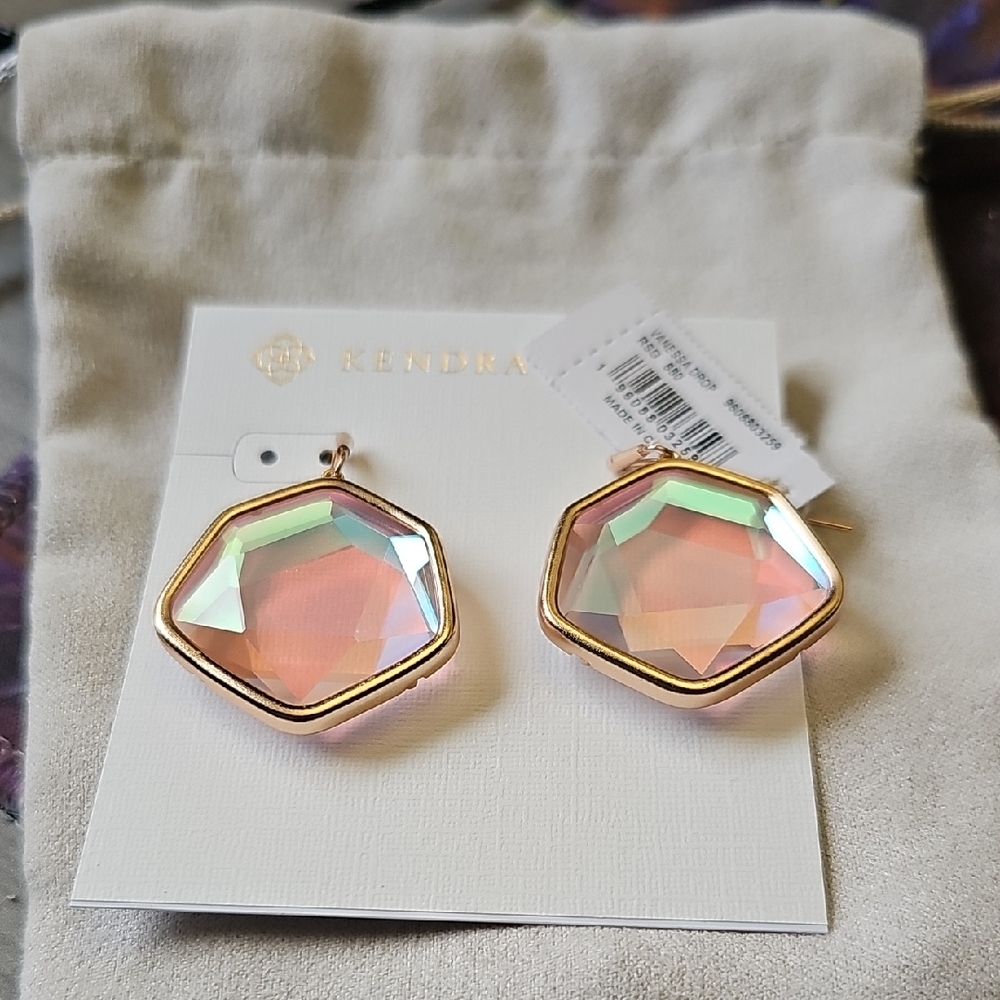 Kendra Scott Iridescent Pink and Gold Earrings